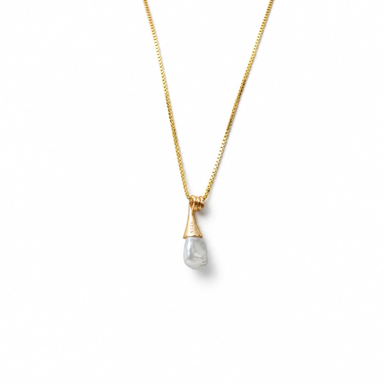 Blue Keshi Pearl Drop Pendant 18K Gold Plated | Baroque Hour