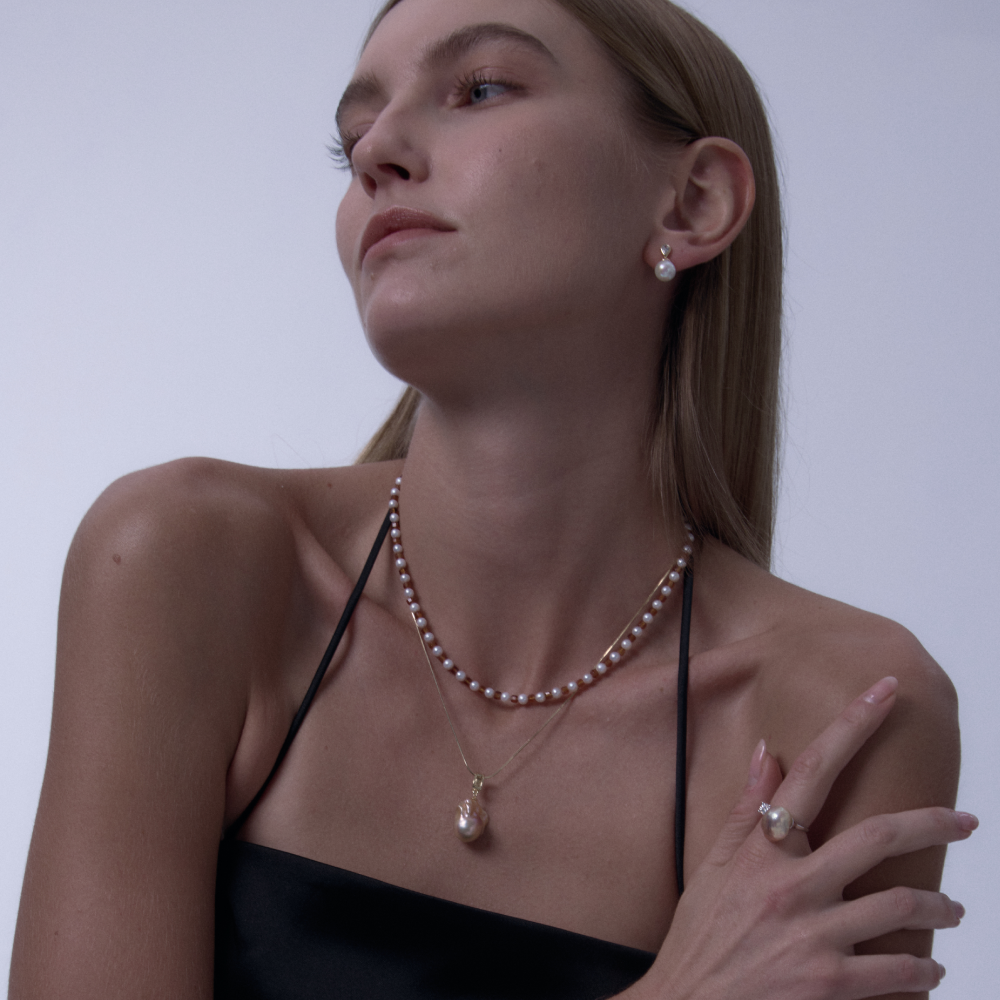 Garnet & Pearl Beaded Necklace