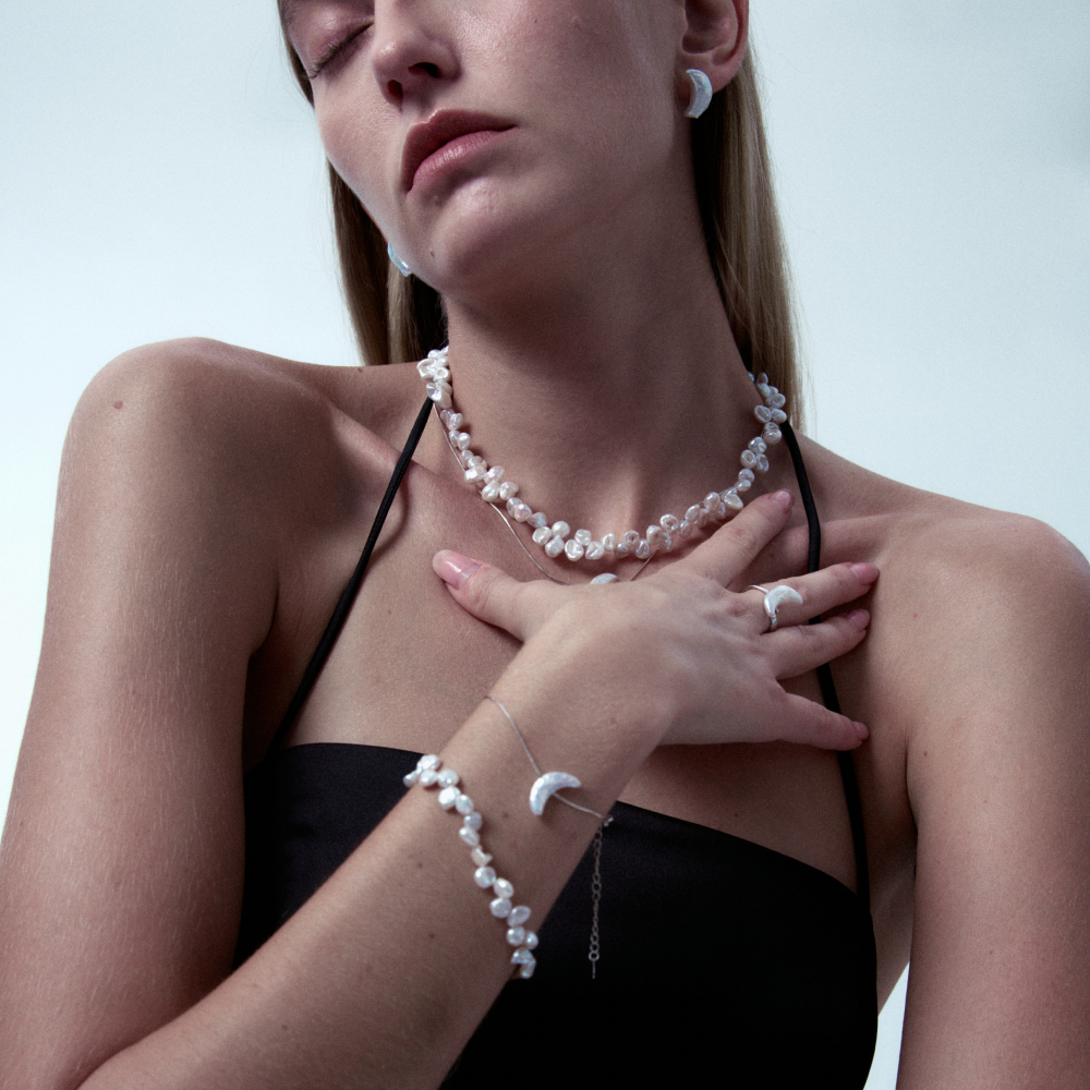 Keshi Pearl Half Chain Bracelet