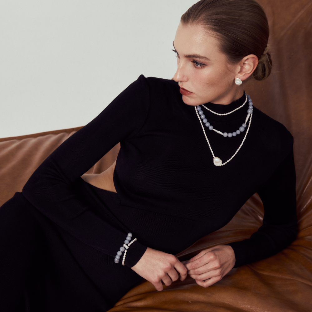 Peruvian Blue Stone & Pearl Bracelet