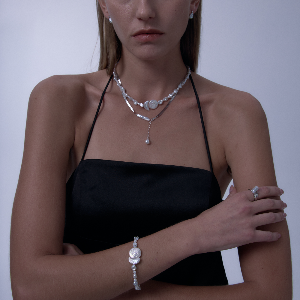 Sun & Moon Keshi Pearl Bracelet