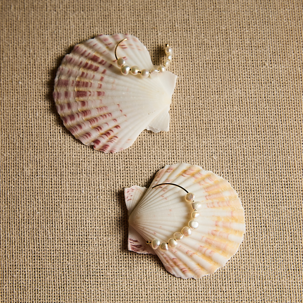 Tide-Drift Baroque Pearl Hoop Earrings