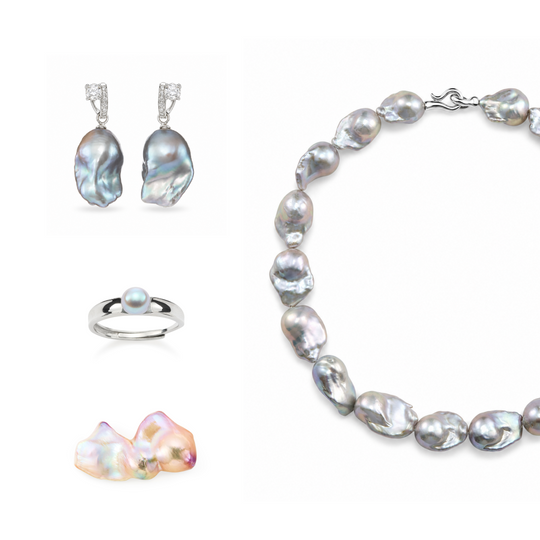 Rowena | Gray Baroque Pearl Silver Jewelry Set - image 1