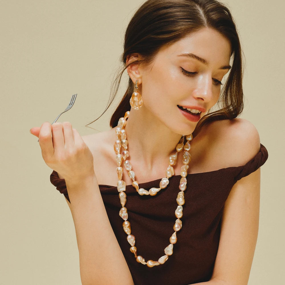 Annabel | Pink Baroque Pearl Jewelry Set