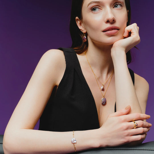 Seraphina | Purple Baroque Pearl Jewelry Set