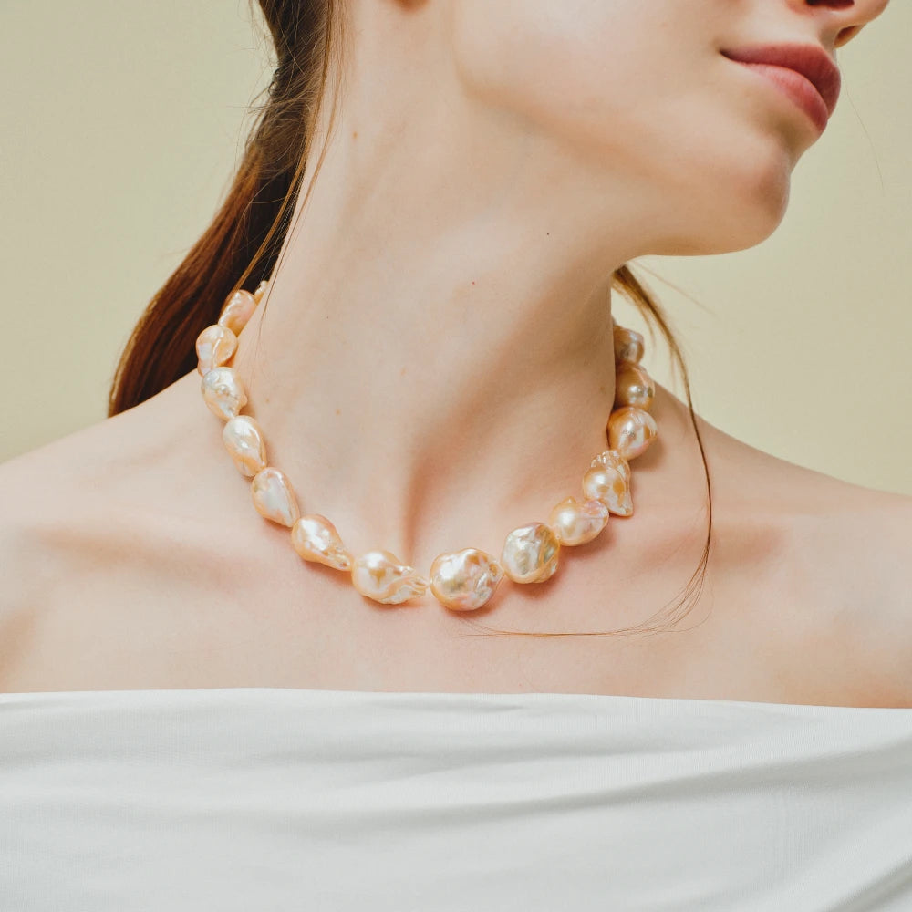 Soleil | Golden Baroque Pearl 18K Gold Necklace