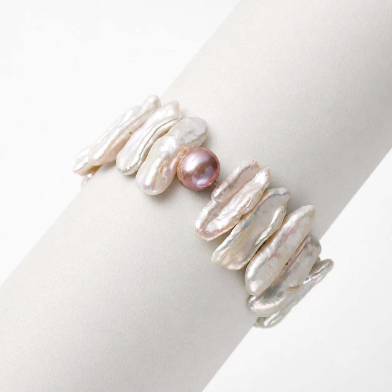 Aece | Purple Oval Stick Baroque Pearl Bracelet