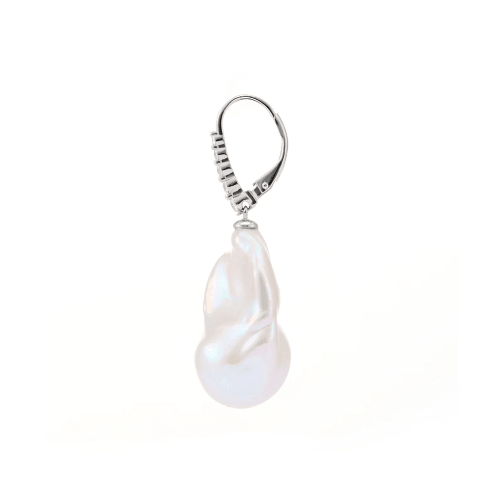 Aurora | White Baroque Pearl Silver & 18k Gold Earrings