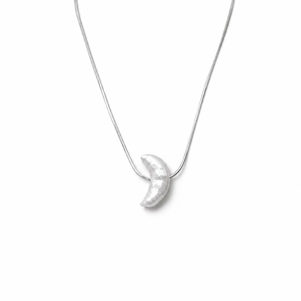Luna | White Moon Baroque Pearl Silver Pendant