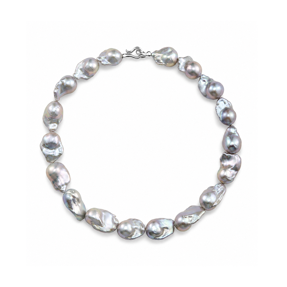 Tamsin | Gray Baroque Pearl Silver Necklace - image 1