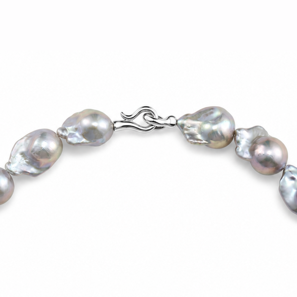 Tamsin | Gray Baroque Pearl Silver Necklace - image 3