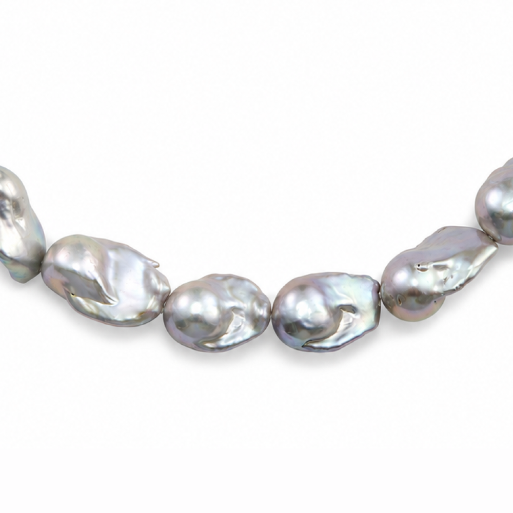 Tamsin | Gray Baroque Pearl Silver Necklace - image 5