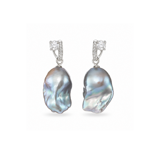Cecily | Gray Baroque Pearl Silver Earrings - image 1