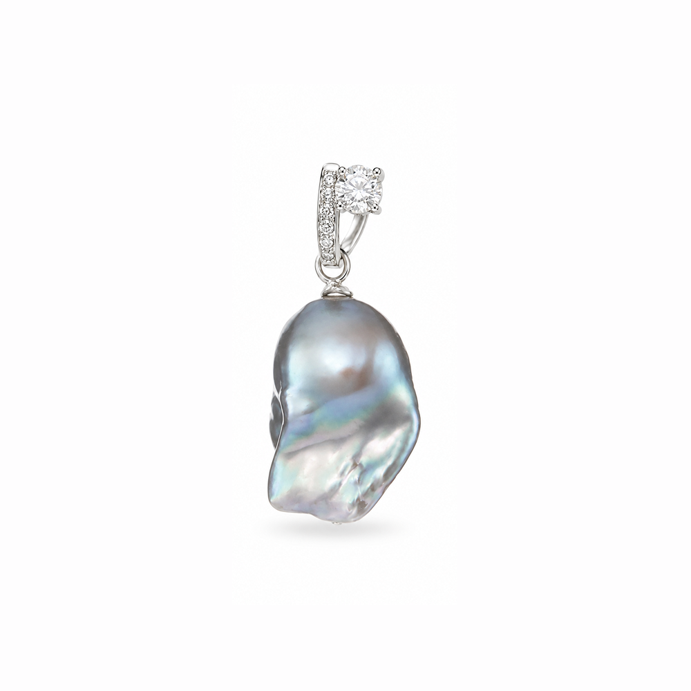 Cecily | Gray Baroque Pearl Silver Earrings - image 3