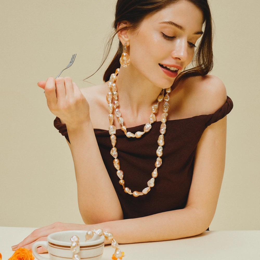 Tabitha | Pink Baroque Pearl Earrings