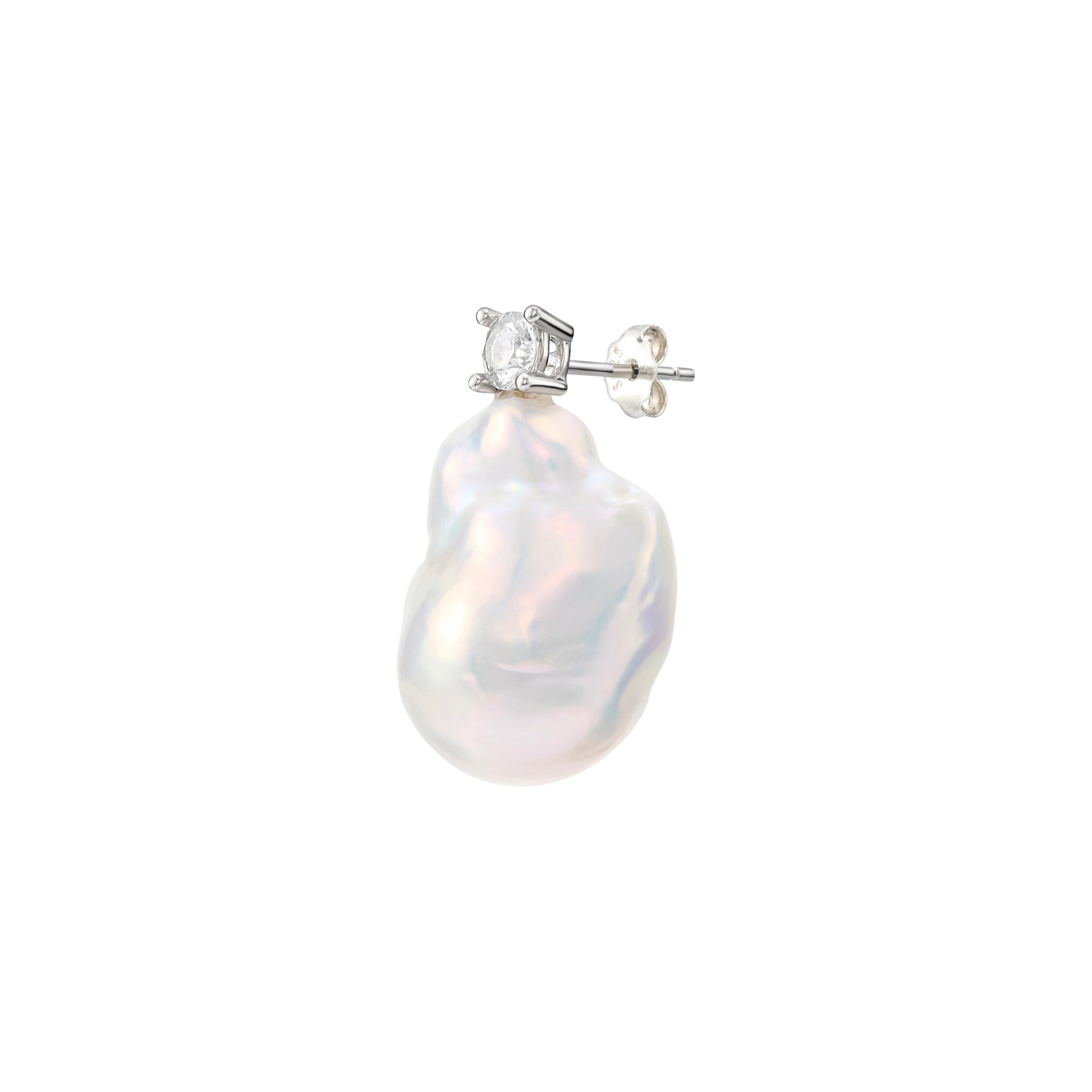 Goddess | White Baroque Pearl Silver Earrings