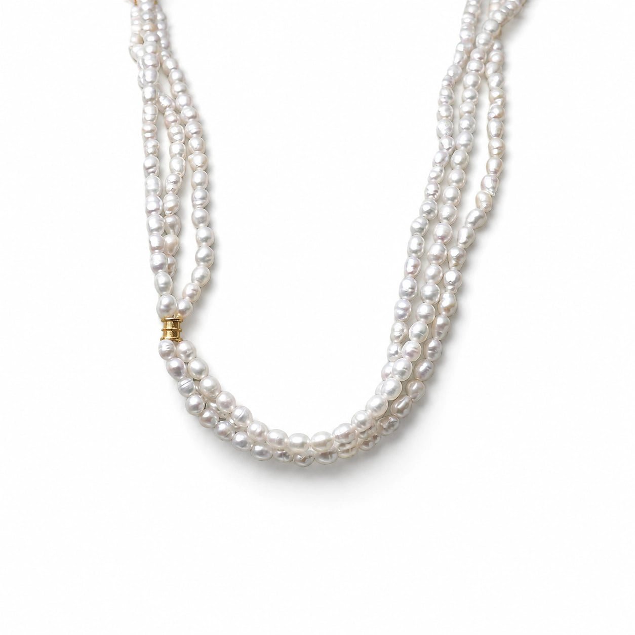 Pulse |  Pink Oval Baroque Pearl Triple Strand Necklace