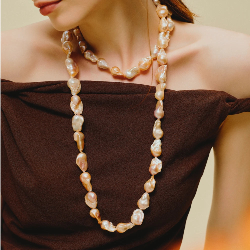Clementine | Pink Baroque Pearl Necklace