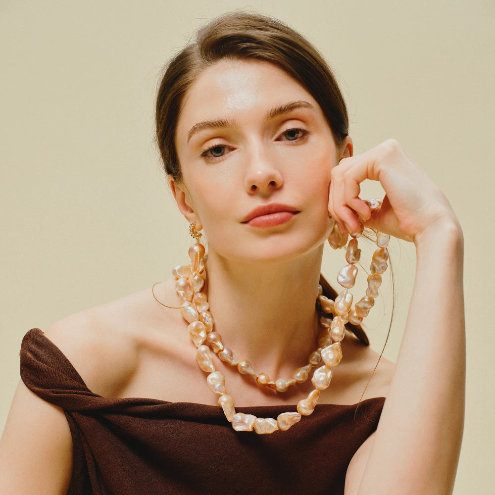 Clementine | Pink Baroque Pearl Necklace