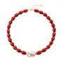 Bryony | Red Agate & Pink Baroque Pearl Gold Necklace - image 1