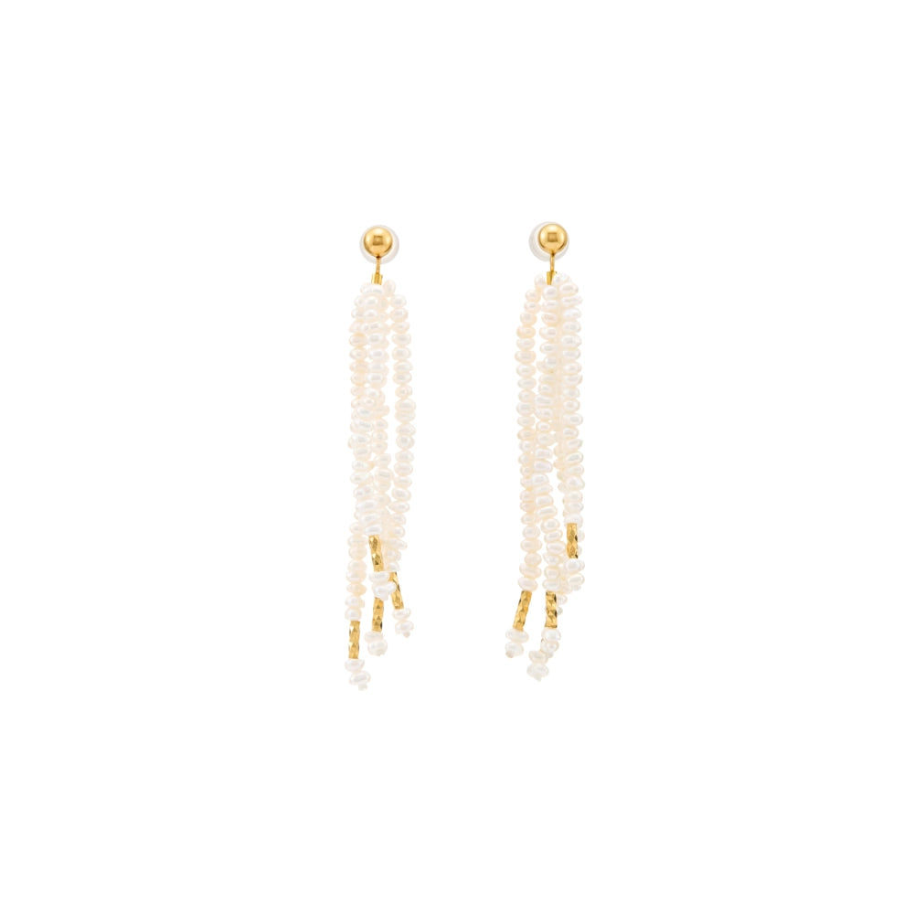 Mossveil｜White Oval Baroque Pearl 18K Gold Earring main thumbnail