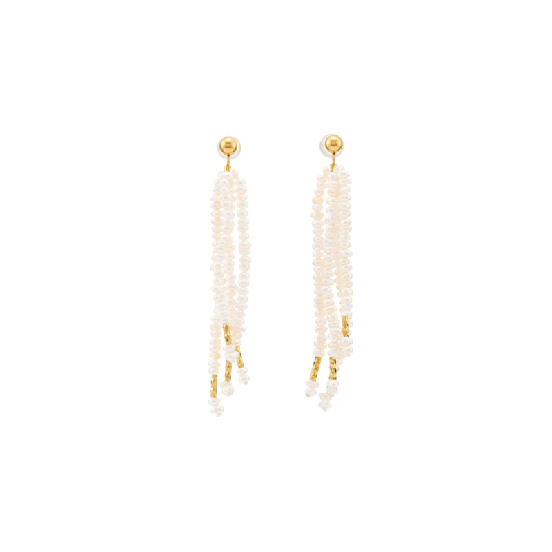 Mossveil｜White Oval Baroque Pearl 18K Gold Earring main image