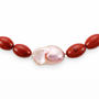 Bryony | Red Agate & Pink Baroque Pearl Gold Necklace - image 3