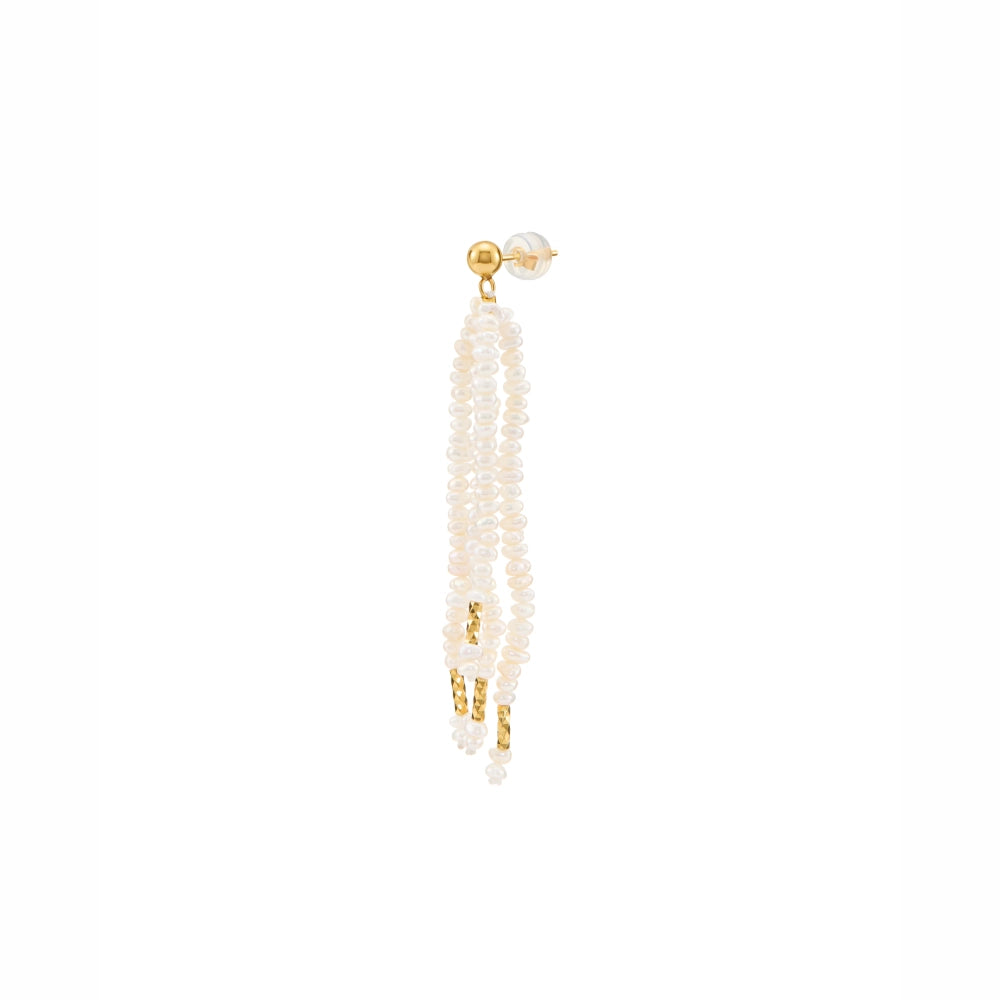 Mossveil｜White Oval Baroque Pearl 18K Gold Earring