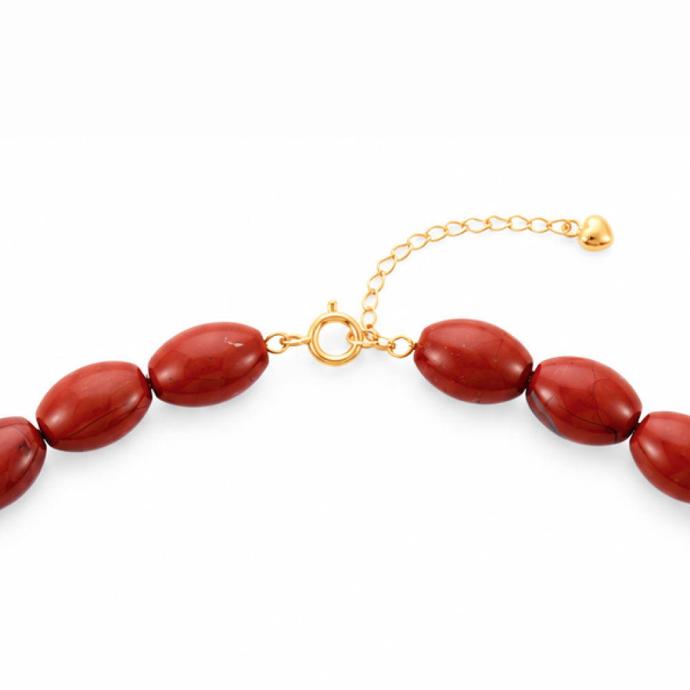 Bryony | Red Agate & Pink Baroque Pearl Gold Necklace - image 5