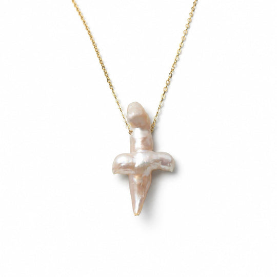 Baroque Cross Pearl Pendant · Whisper of Faith