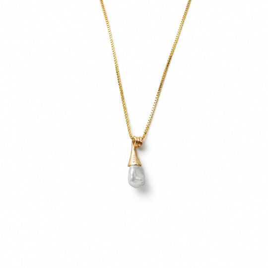 Sunlit Ripples blue Keshi pearl drop pendant 18k gold official studio shot
