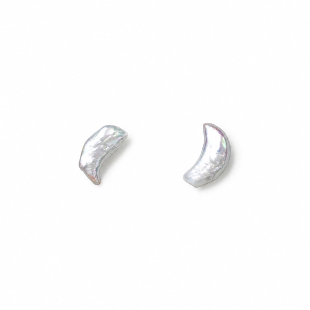 Luna | White Moon Baroque Pearl Silver Stud Earrings