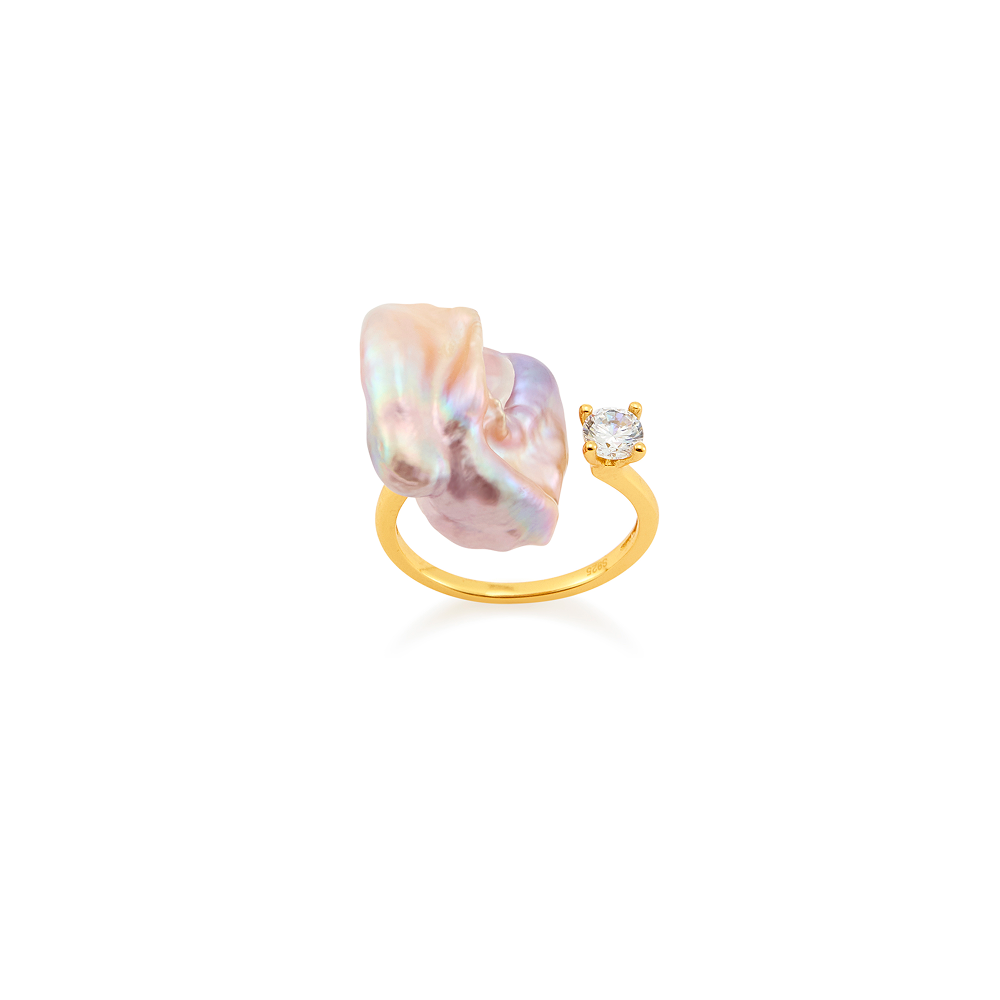 Verity | Pink Baroque Pearl Gold Ring - image 1