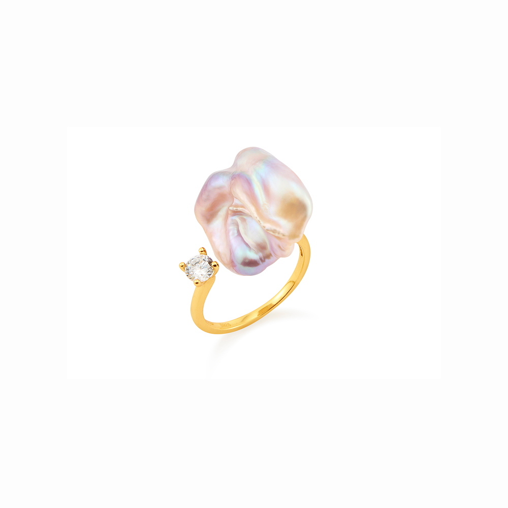 Verity | Pink Baroque Pearl Gold Ring - image 3