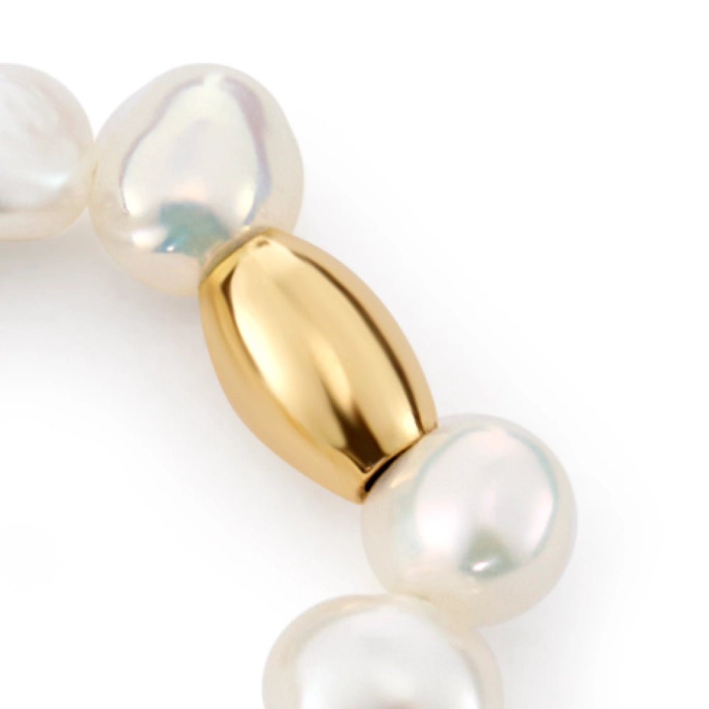 Mossveil｜White Oval Baroque Pearl 18K Gold Ring