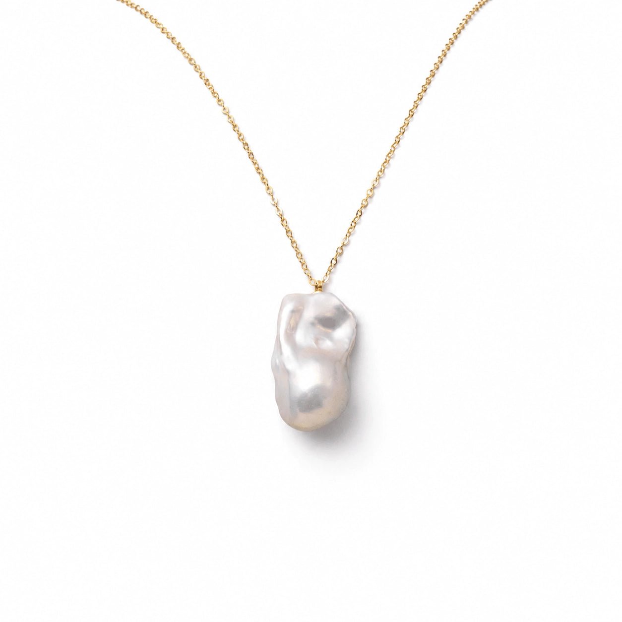 Cloud | White Baroque Pearl 18k Gold Pendant