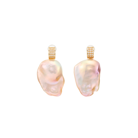 Cressida | Pink Baroque Pearl Gold Earrings - image 1