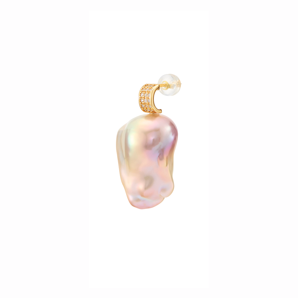 Cressida | Pink Baroque Pearl Gold Earrings - image 3