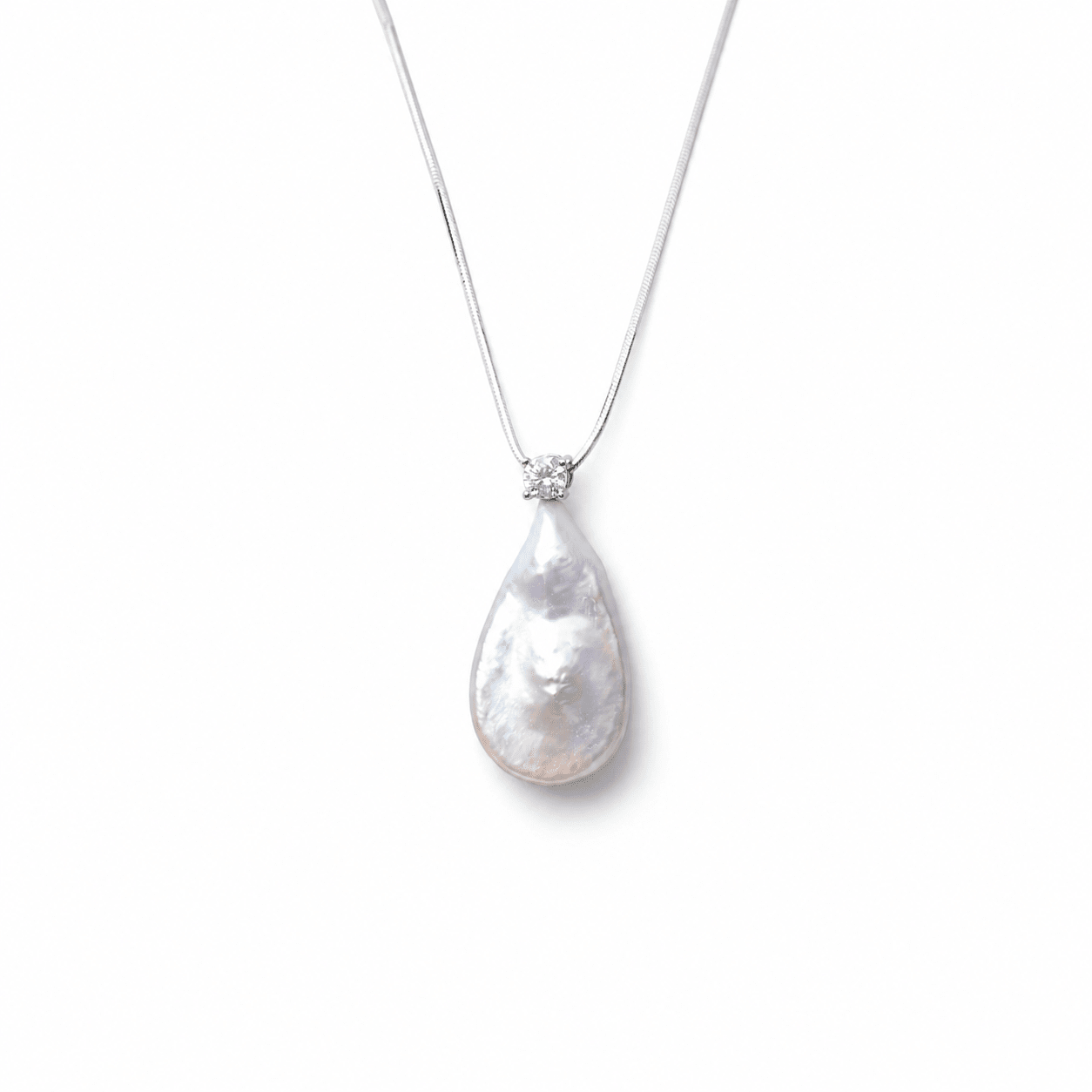 Billi | White Drop Baroque Pearl Silver Pendant