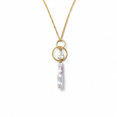 Orbit Stick Baroque Pearl Pendant Necklace