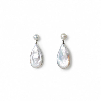 Echo | White Drop Baroque Pearl Silver Earrings