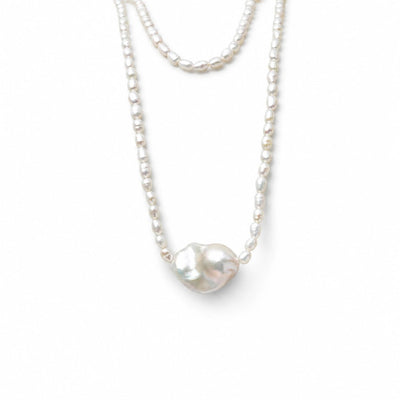 Midnight Frost - Baroque Statement Pearl Necklace