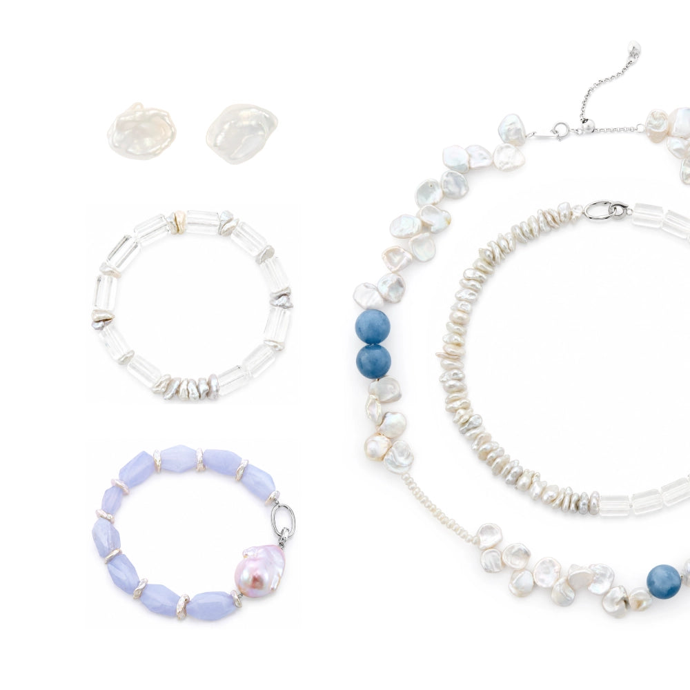 Celeste | White Keshi Baroque Pearl Jewelry Set