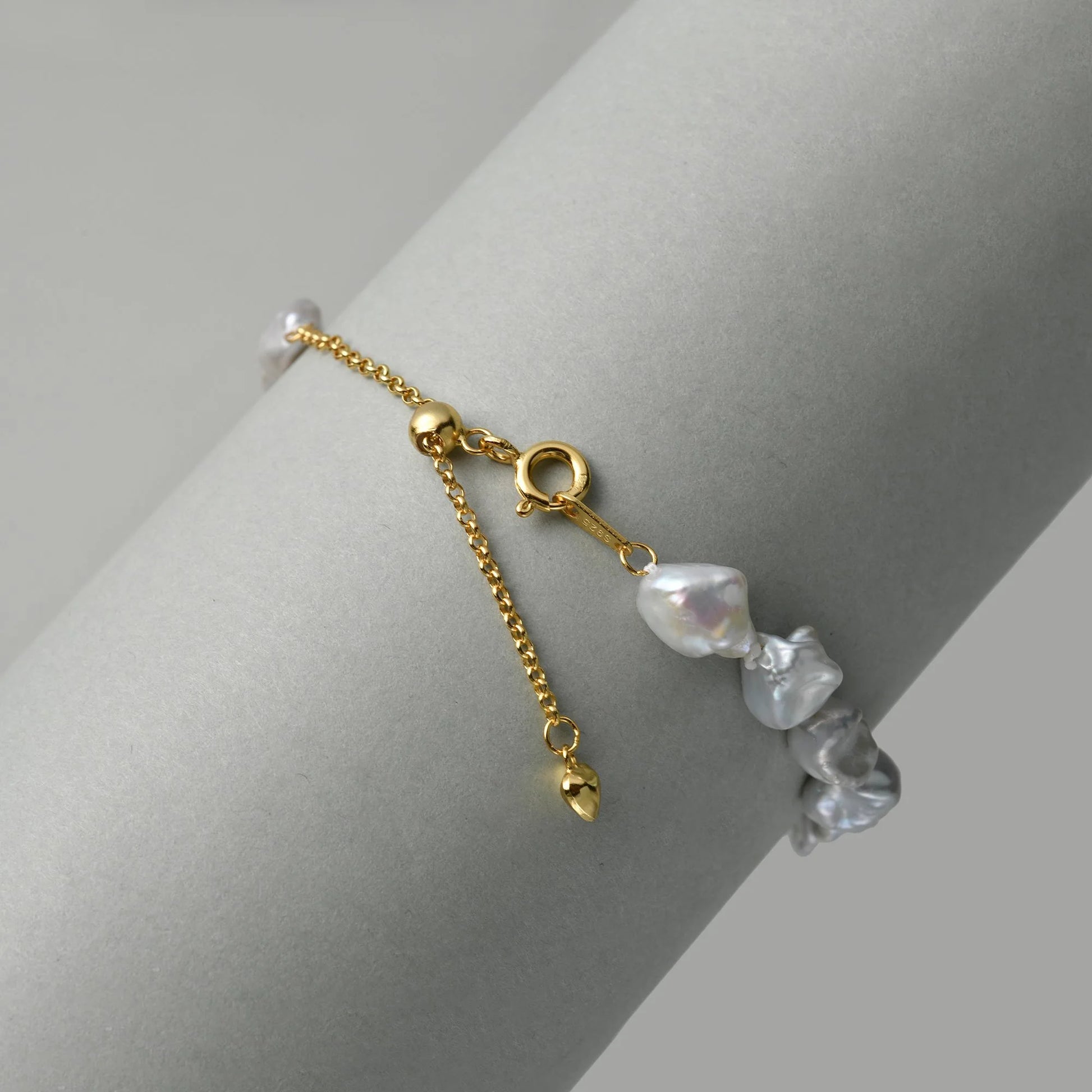 Sunlit | Gray Keshi Baroque Pearl 18k Gold Bracelet