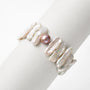 Aece Purple Oval Stick Baroque Pearl Elastic Cord Statement Bracelet
