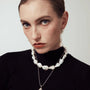 Luisy | White Baroque Pearl 18k Gold Drop Earrings model view