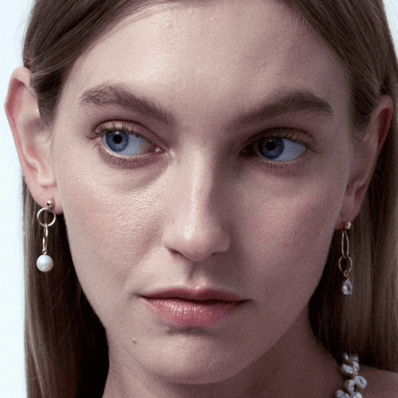 Asymmetric Hoop Pearl Earrings