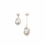 Asymmetric White Baroque Pearl 18k Gold Drop Earrings
