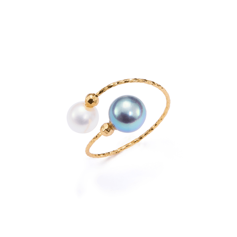 Olo | Blue Oval Baroque Pearl 18K Gold Open Ring