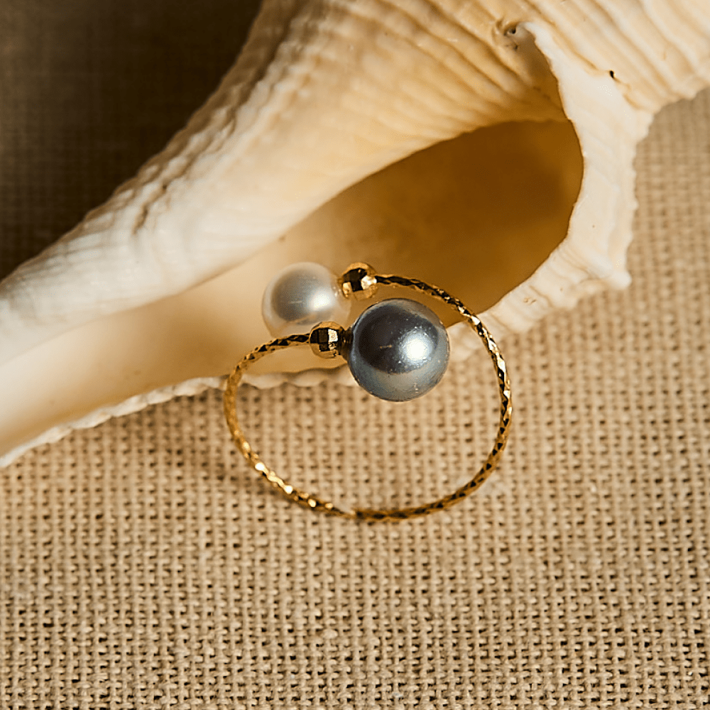 Olo | Blue Oval Baroque Pearl 18K Gold Open Ring